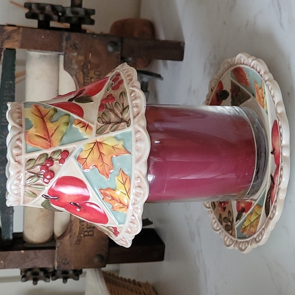 Yankee Candle Plate & Shade Set Fall Leaves & Apple